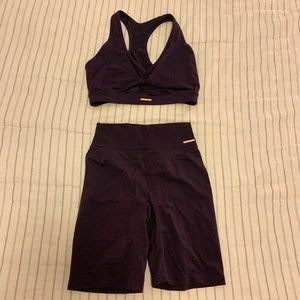 WHITNEY SIMMONS x GYMSHARK | INDIGO NAVY SPORTS BRA + CYCLING SHORTS | SIZE S